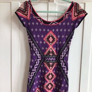 MIAMI: boatneck purple stretch dress | size S